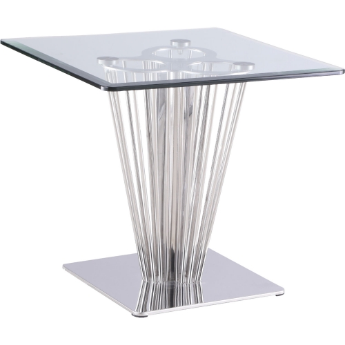 Fernanda Lamp Side Table in Polished Stainless & Tempered Glass